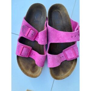 Birkenstock Arizona Pink Suede Leather Sandals Size 36 EU Adjustable Buckle